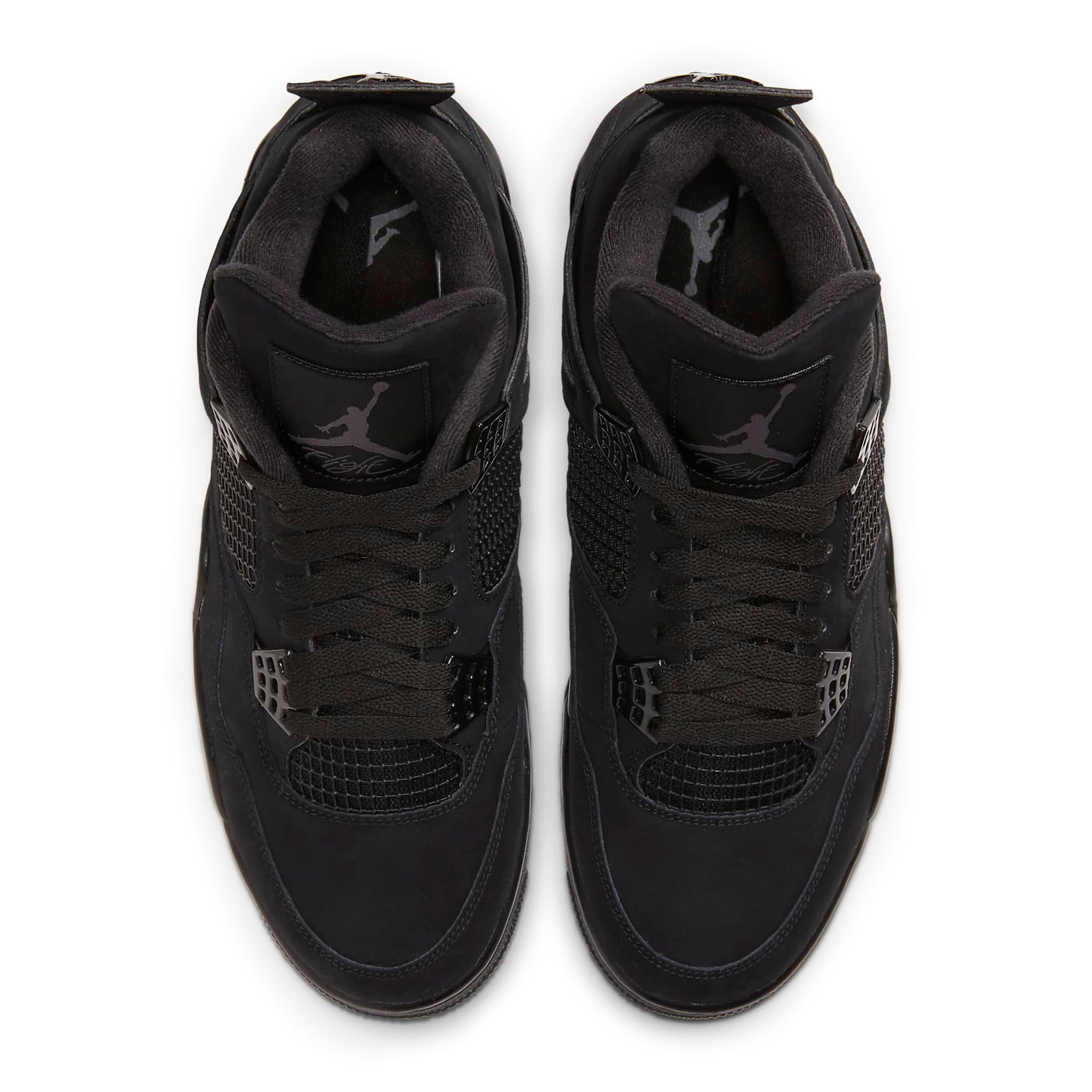 Top view of Air Jordan 4 Retro Black Cat (2025) FV5029-010